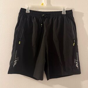 Black Athletic Shorts with Reflective Accents